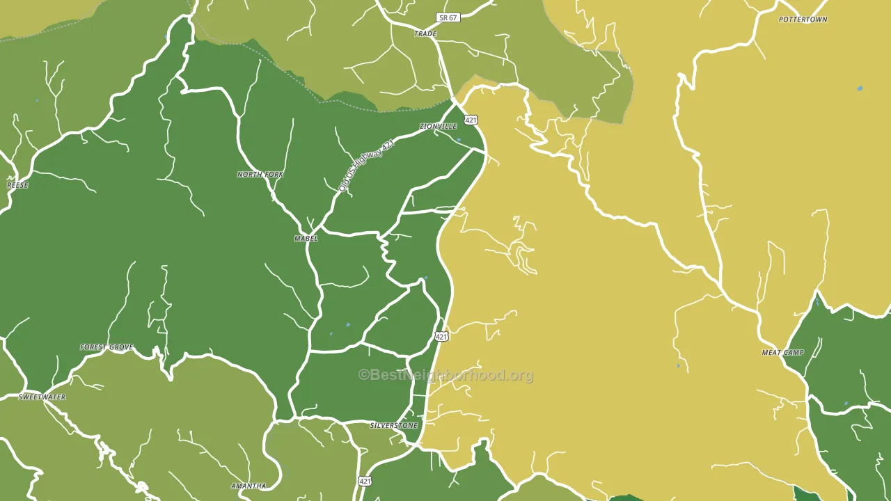 Zionville, NC block-group voter-turnout map
