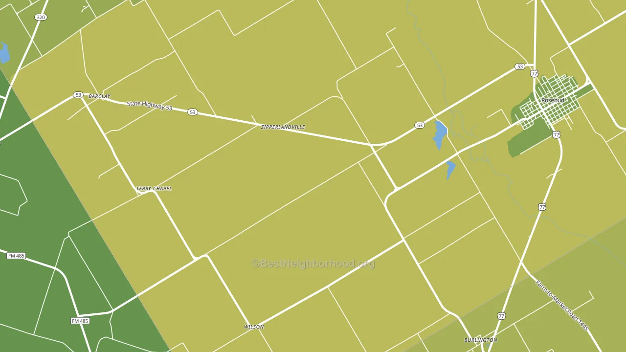Zipperlandville, TX block-group voter-turnout map