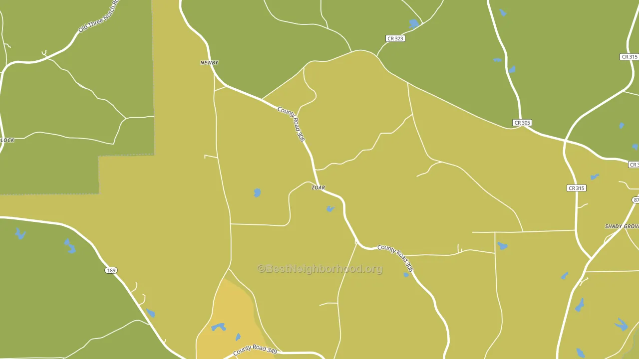 Zoar, AL block-group voter-turnout map