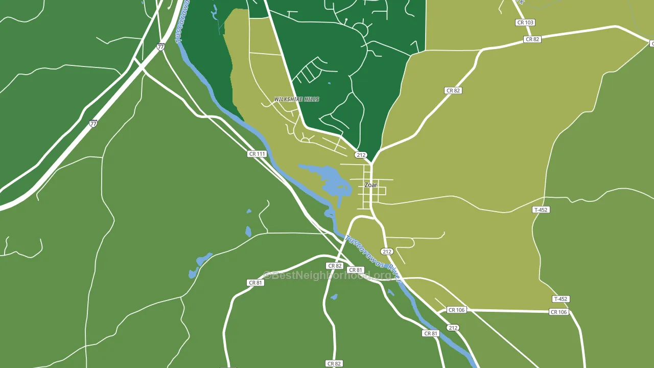 Zoar, OH block-group voter-turnout map