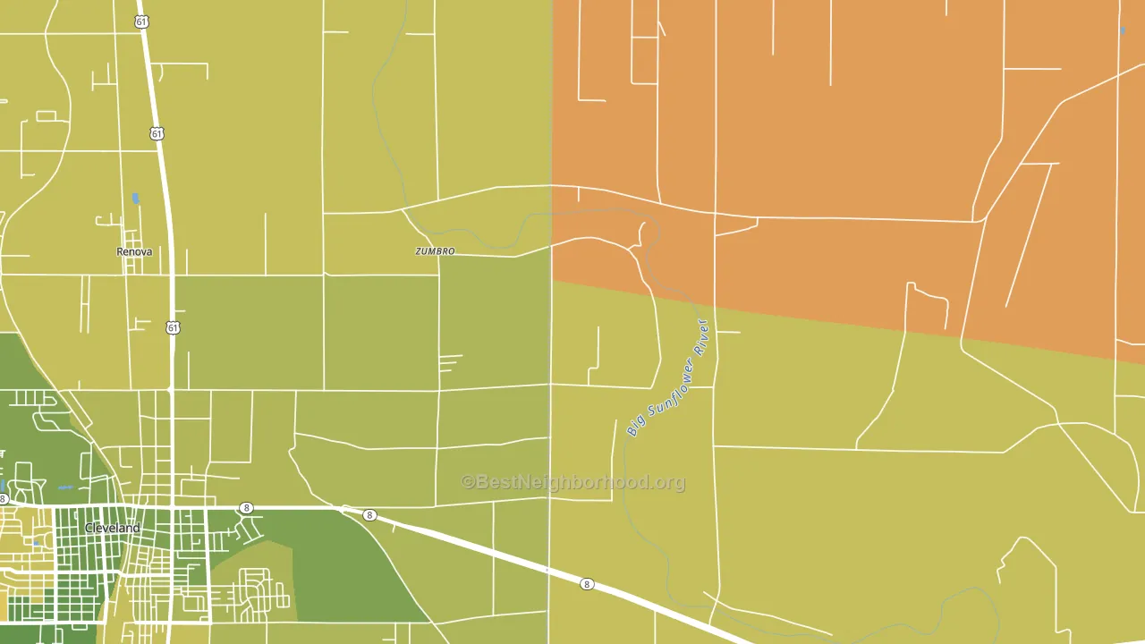 Zumbro, MS block-group voter-turnout map
