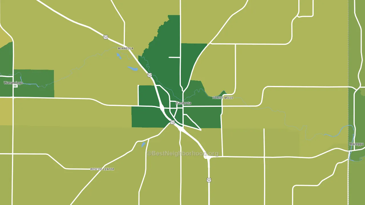 Zumbrota, MN block-group voter-turnout map
