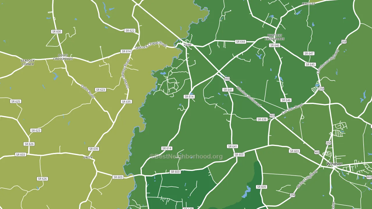 Zuni, VA block-group voter-turnout map