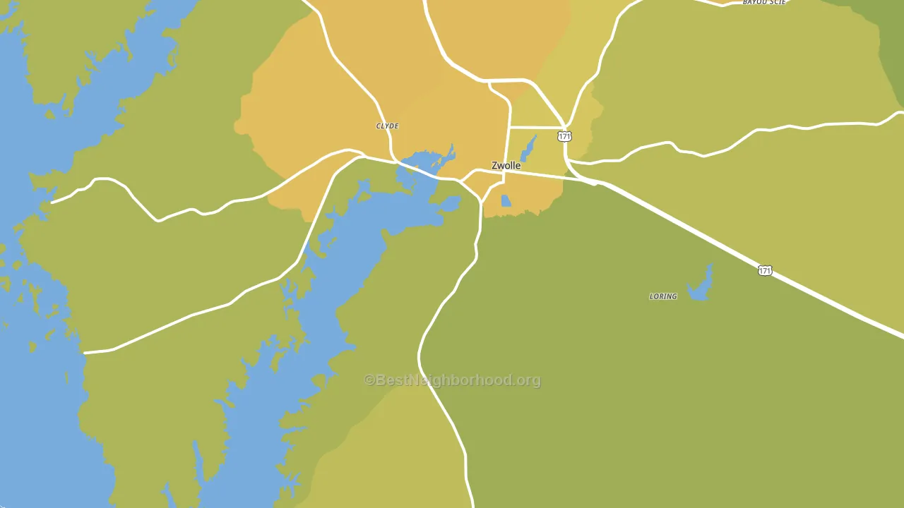Zwolle, LA block-group voter-turnout map