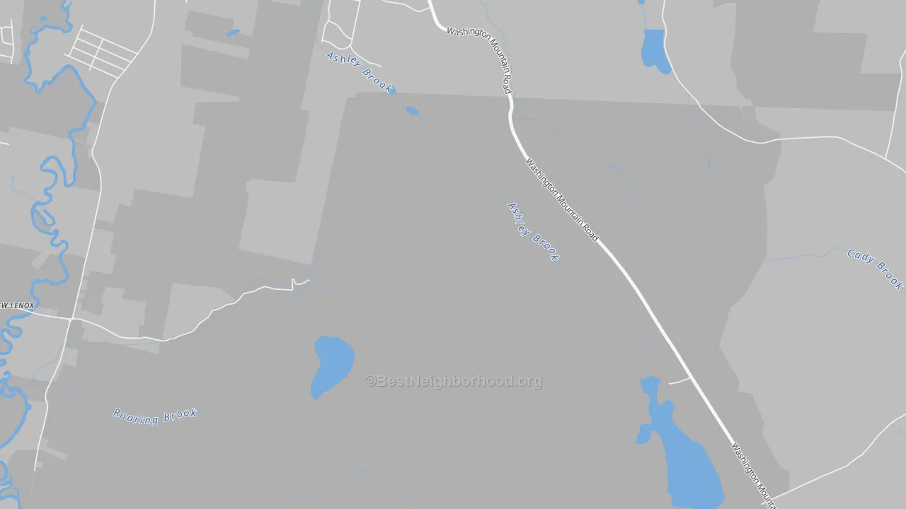 Walk Grade map of 01202, MA, walkable areas in green and car-dependent areas in red