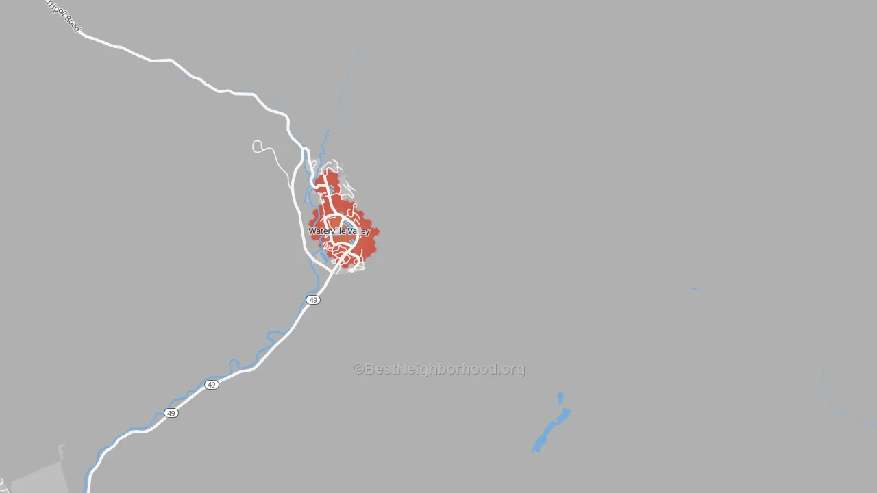 Walk Grade map of 03215, NH, walkable areas in green and car-dependent areas in red