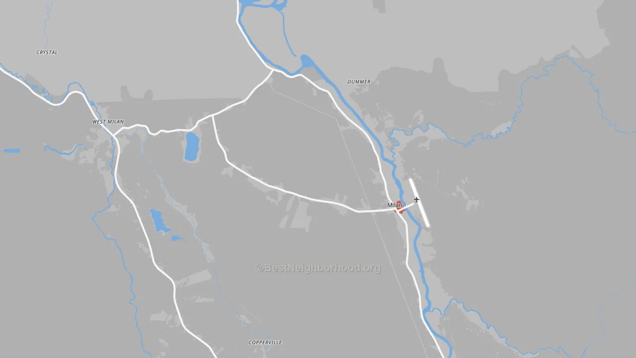 Walk Grade map of 03588, NH, walkable areas in green and car-dependent areas in red