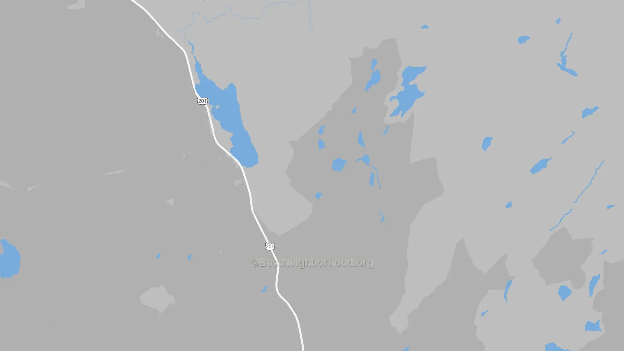 Walk Grade map of 04954, ME, walkable areas in green and car-dependent areas in red