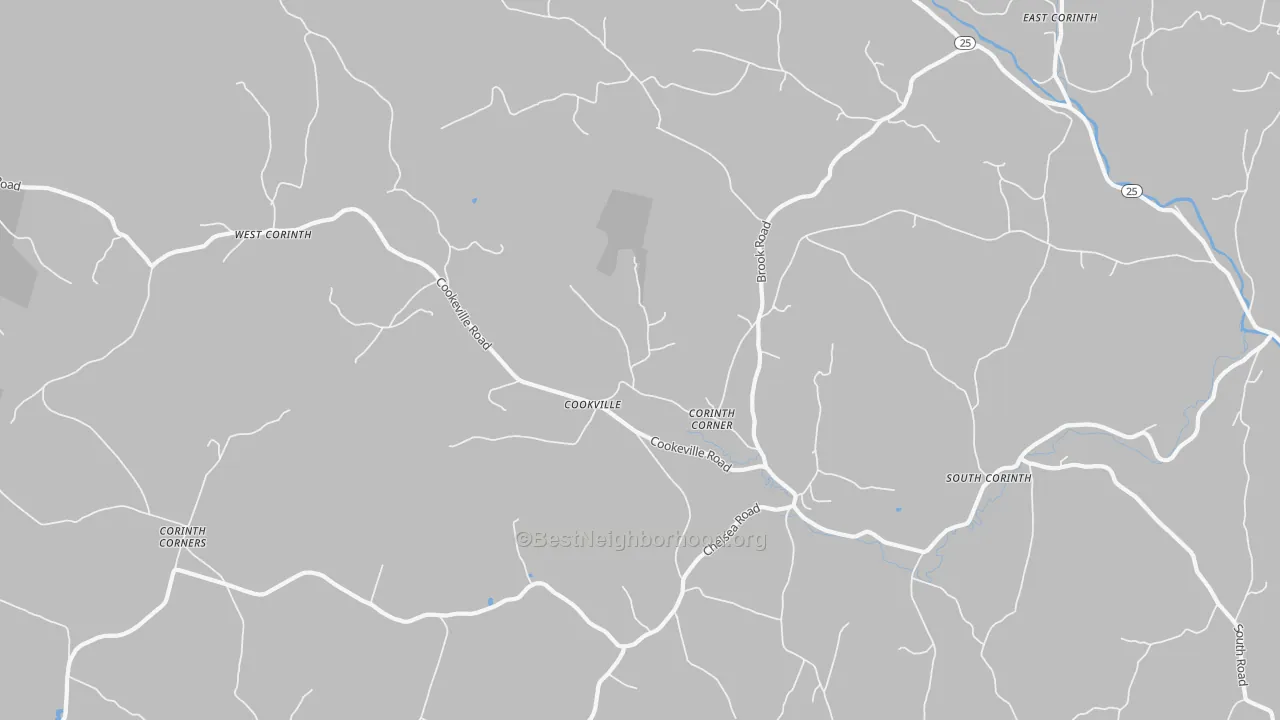 Walk Grade map of 05039, VT, walkable areas in green and car-dependent areas in red