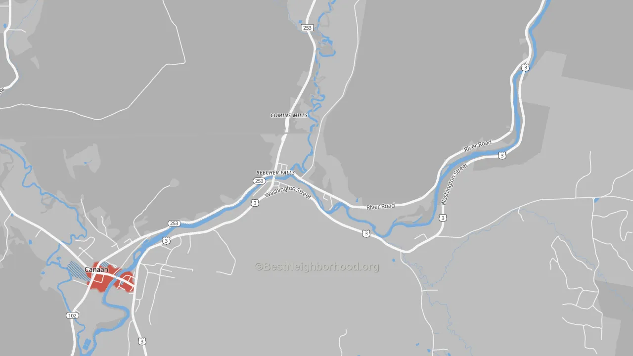 Walk Grade map of 05902, VT, walkable areas in green and car-dependent areas in red