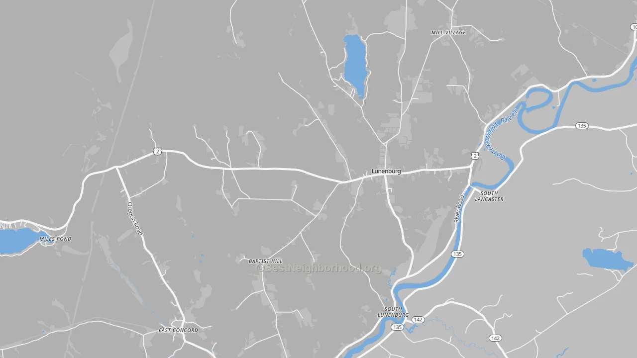 Walk Grade map of 05906, VT, walkable areas in green and car-dependent areas in red