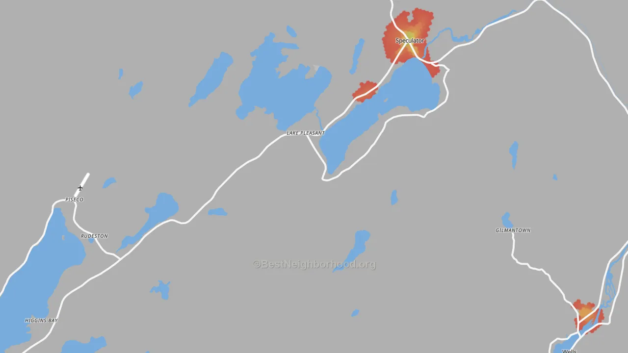 Walk Grade map of 12108, NY, walkable areas in green and car-dependent areas in red