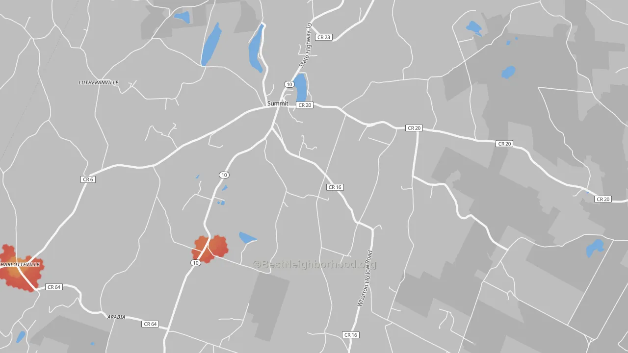 Walk Grade map of 12175, NY, walkable areas in green and car-dependent areas in red