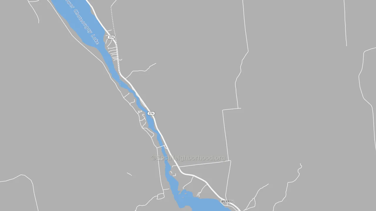 Walk Grade map of 12955, NY, walkable areas in green and car-dependent areas in red