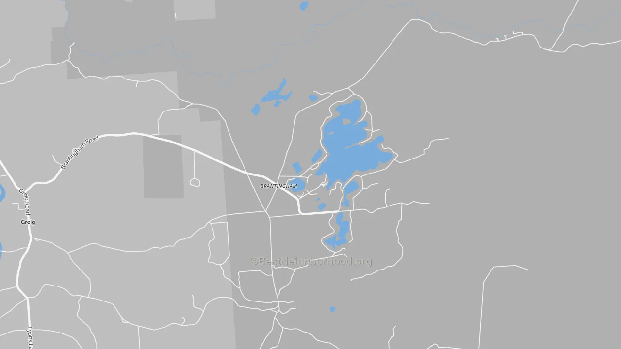 Walk Grade map of 13312, NY, walkable areas in green and car-dependent areas in red