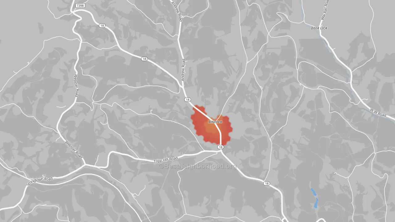 Walk Grade map of 15353, PA, walkable areas in green and car-dependent areas in red