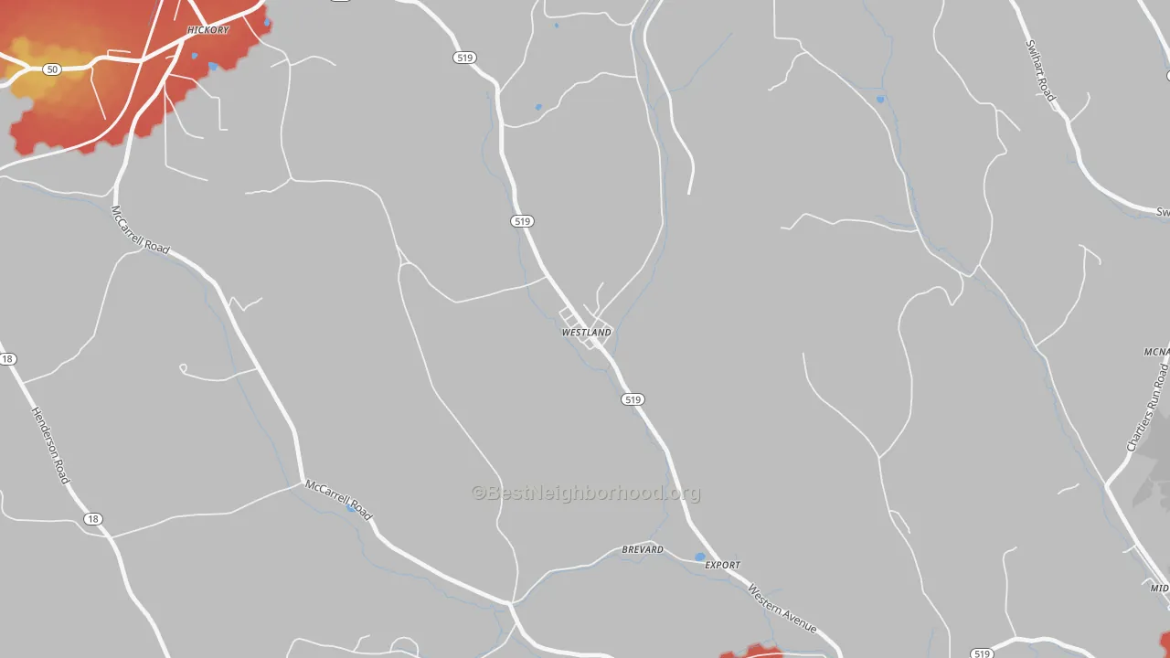 Walk Grade map of 15378, PA, walkable areas in green and car-dependent areas in red