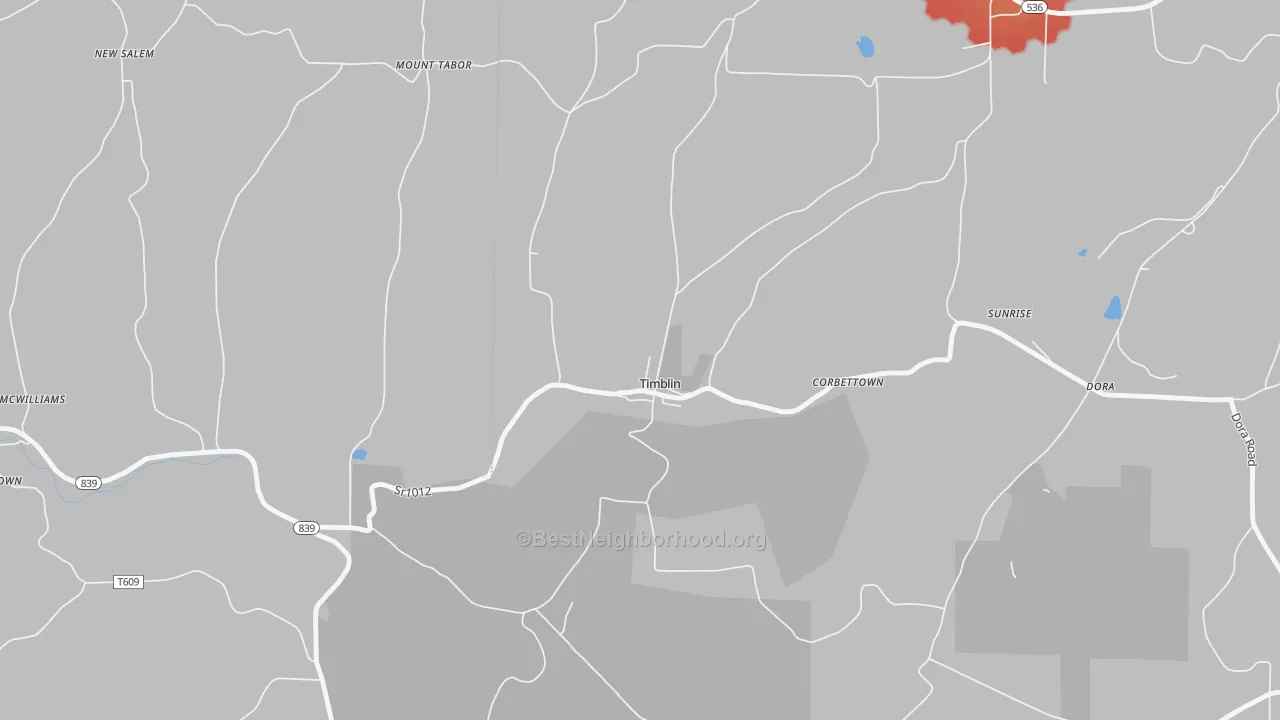 Walk Grade map of 15778, PA, walkable areas in green and car-dependent areas in red