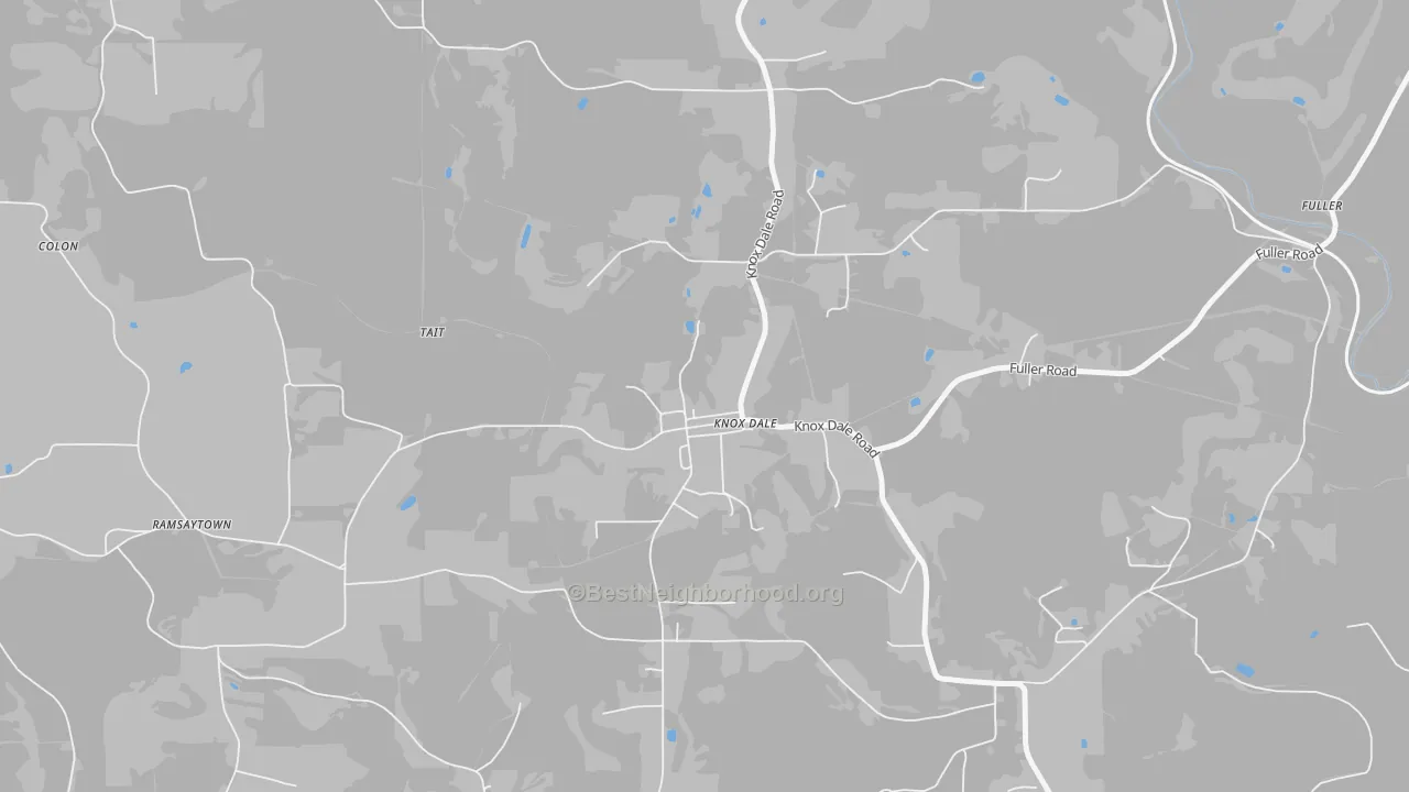 Walk Grade map of 15847, PA, walkable areas in green and car-dependent areas in red