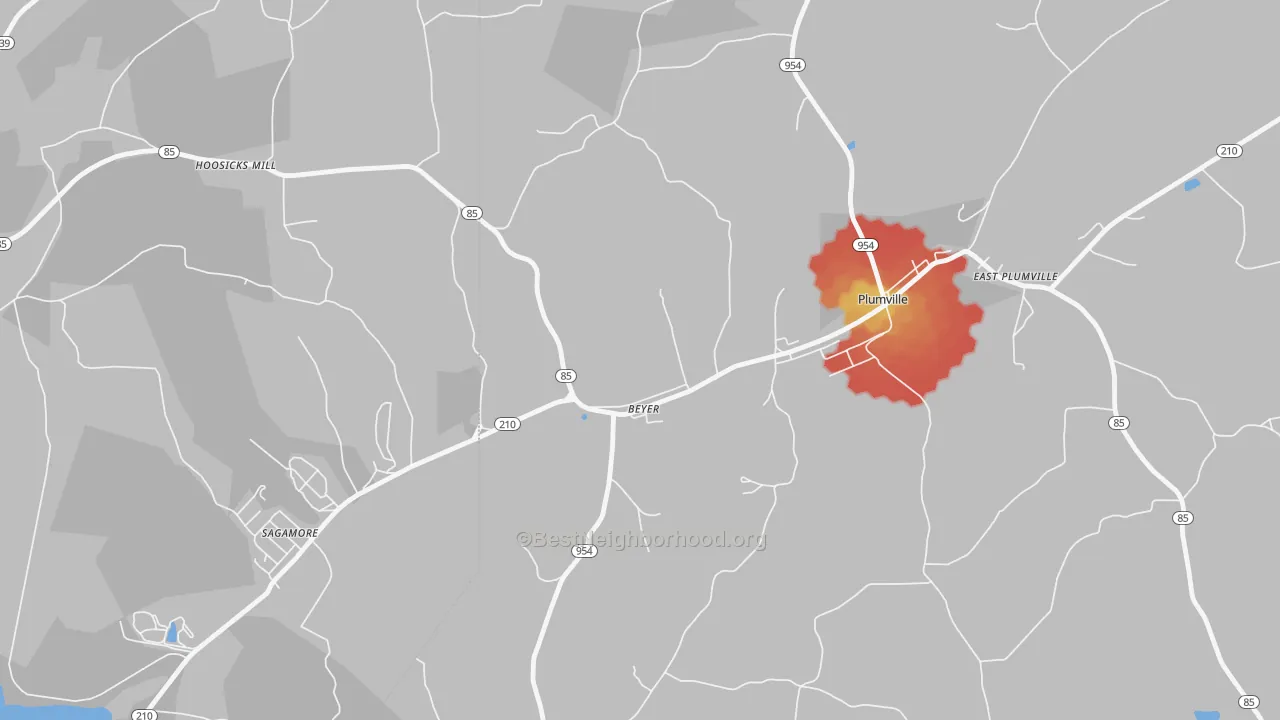 Walk Grade map of 16211, PA, walkable areas in green and car-dependent areas in red
