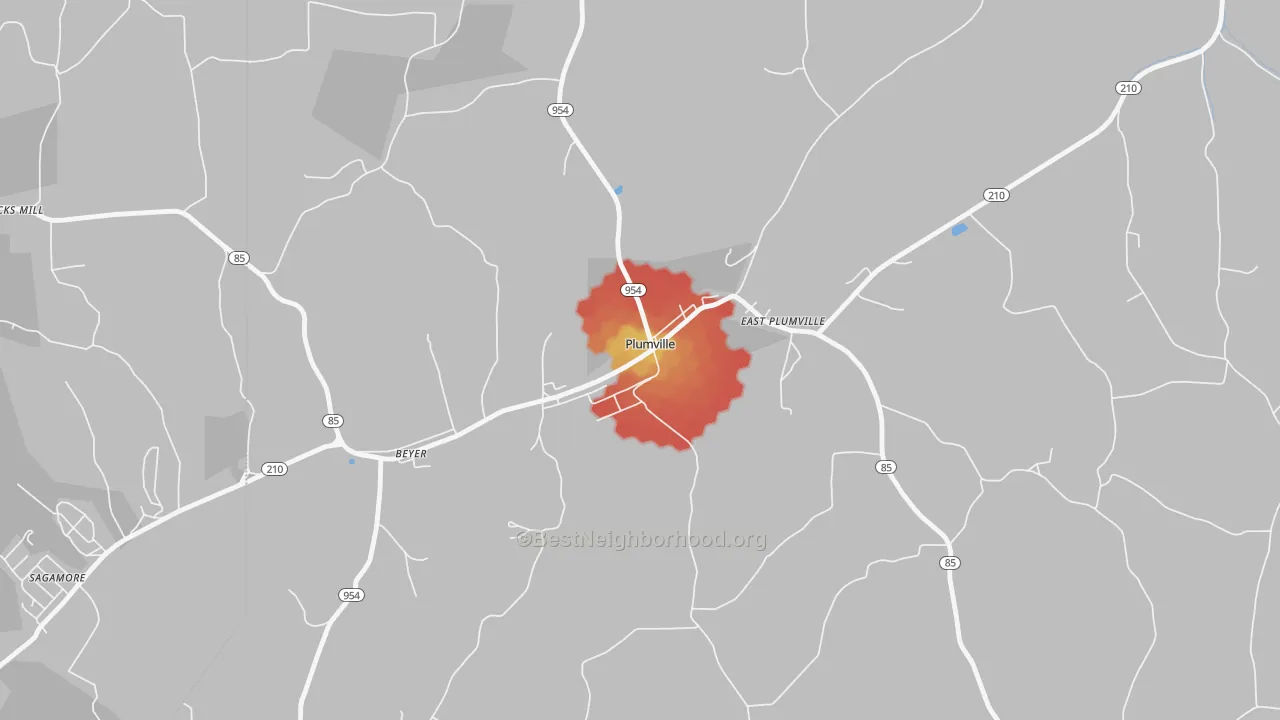 Walk Grade map of 16246, PA, walkable areas in green and car-dependent areas in red