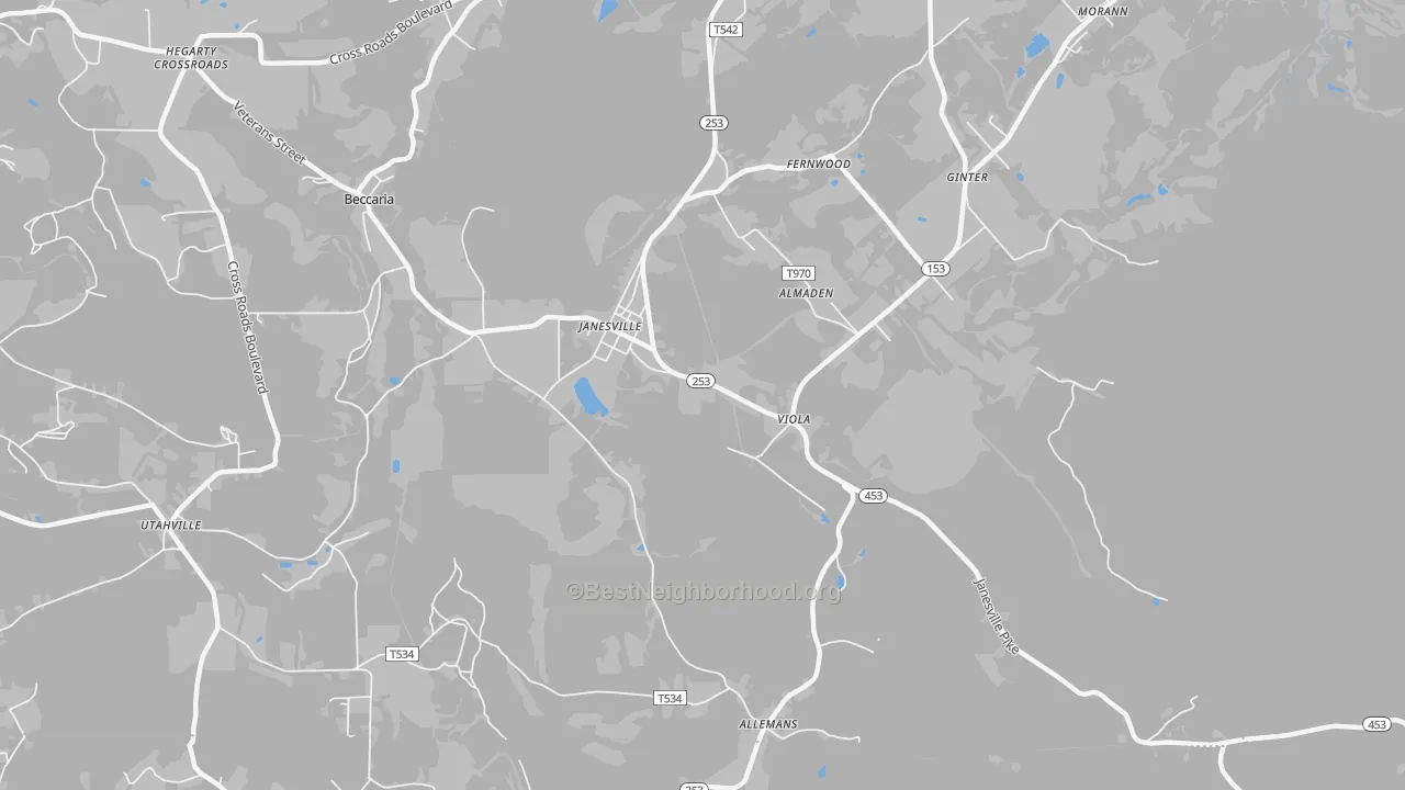 Walk Grade map of 16680, PA, walkable areas in green and car-dependent areas in red