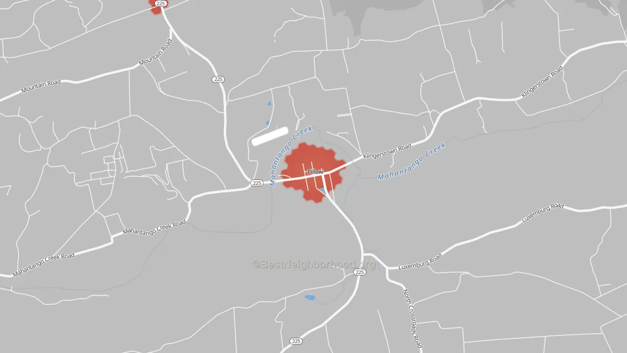 Walk Grade map of 17080, PA, walkable areas in green and car-dependent areas in red