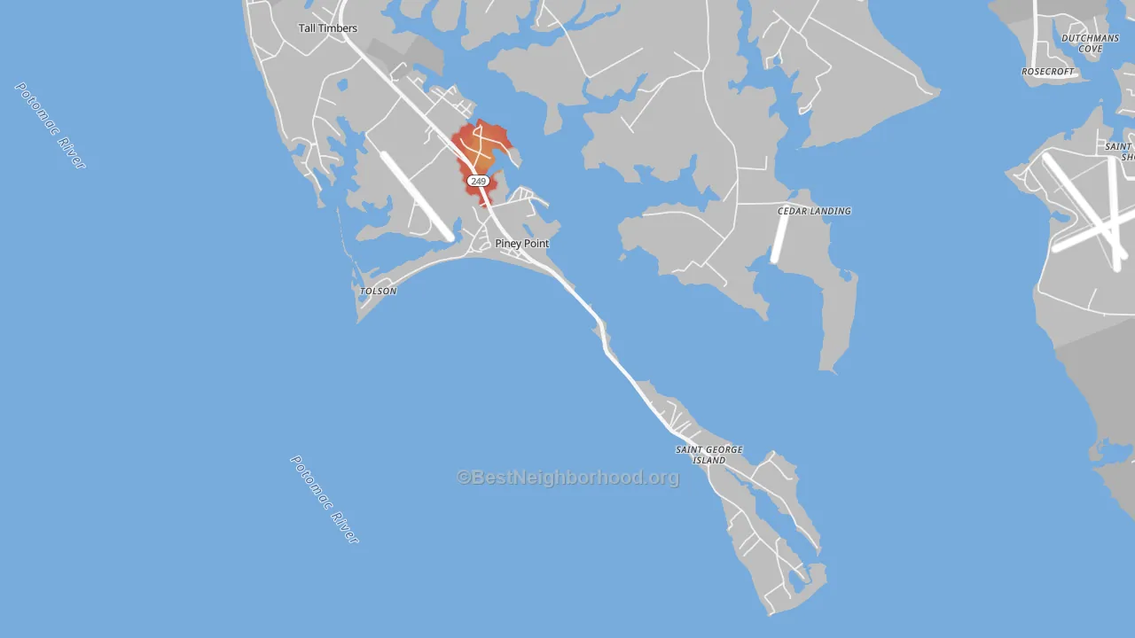 Walk Grade map of 20674, MD, walkable areas in green and car-dependent areas in red