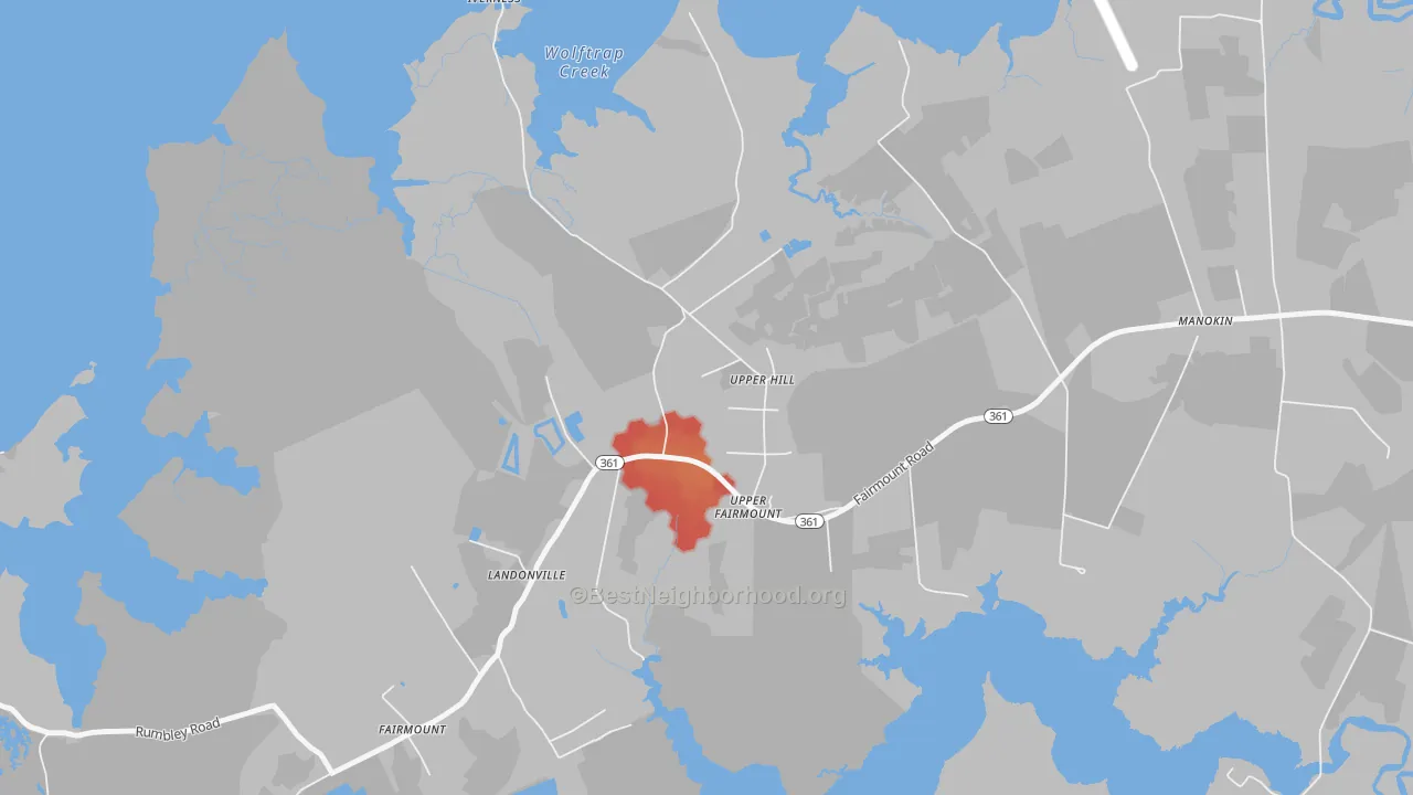 Walk Grade map of 21867, MD, walkable areas in green and car-dependent areas in red