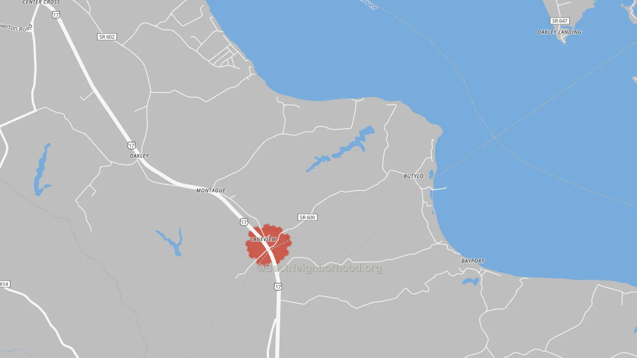 Walk Grade map of 22504, VA, walkable areas in green and car-dependent areas in red