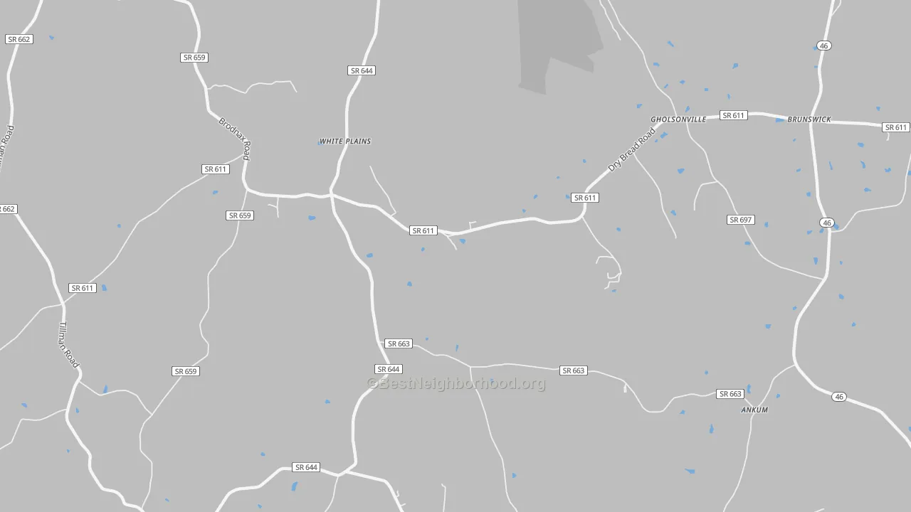 Walk Grade map of 23893, VA, walkable areas in green and car-dependent areas in red