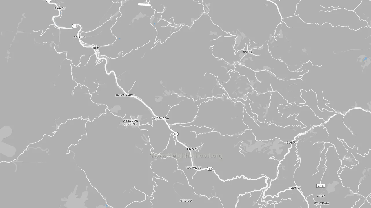 Walk Grade map of 24726, WV, walkable areas in green and car-dependent areas in red