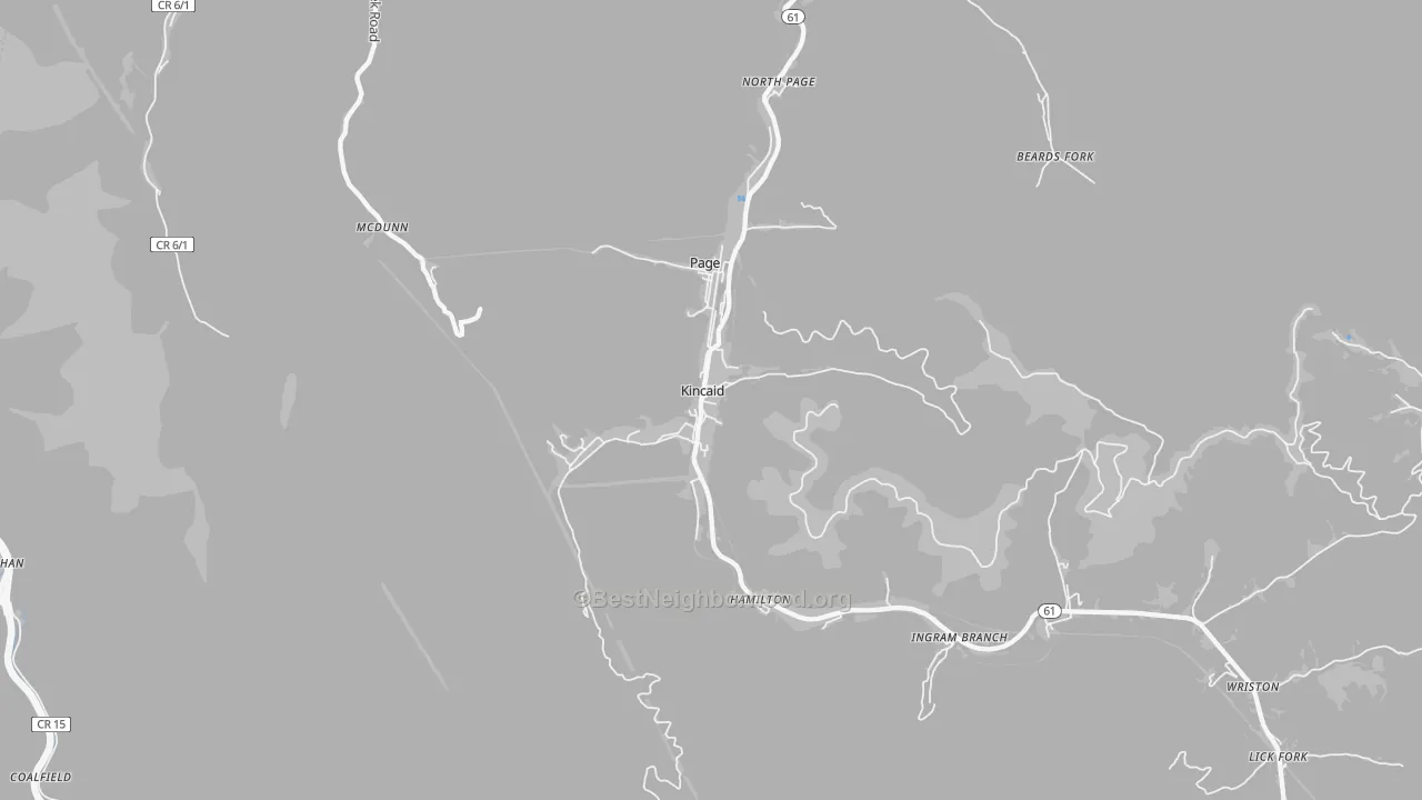 Walk Grade map of 25119, WV, walkable areas in green and car-dependent areas in red