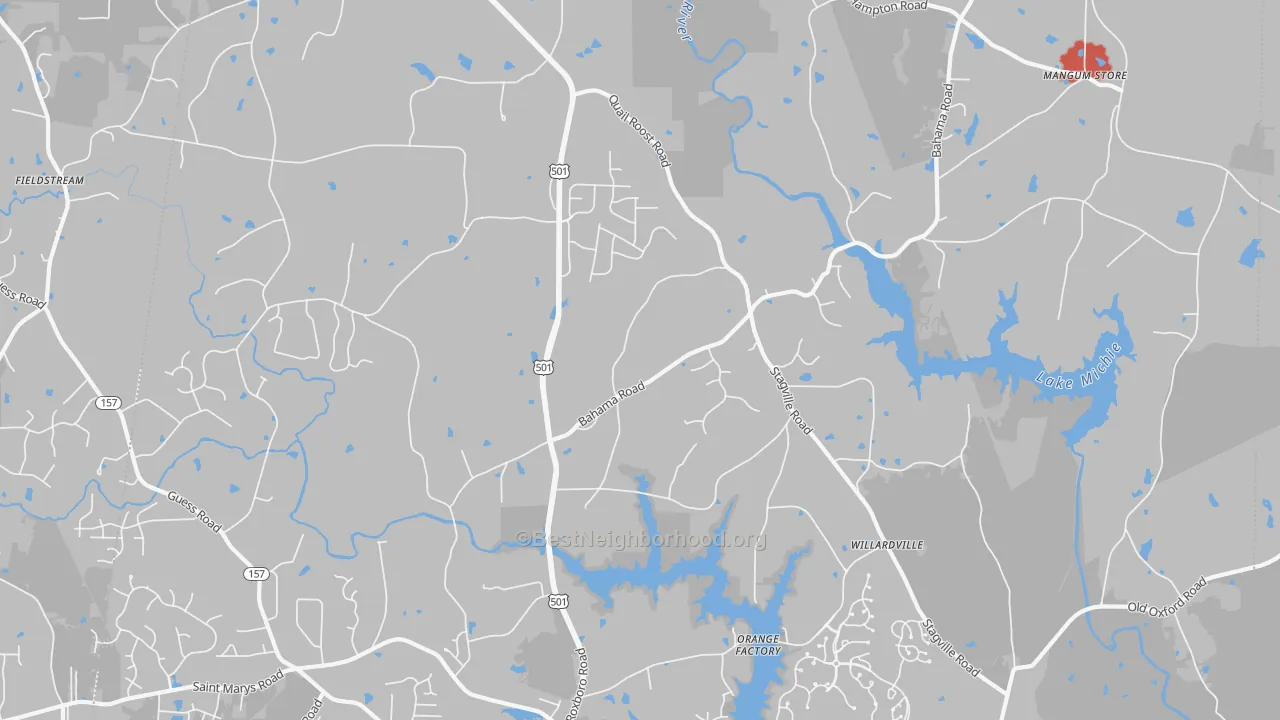 Walk Grade map of 27503, NC, walkable areas in green and car-dependent areas in red