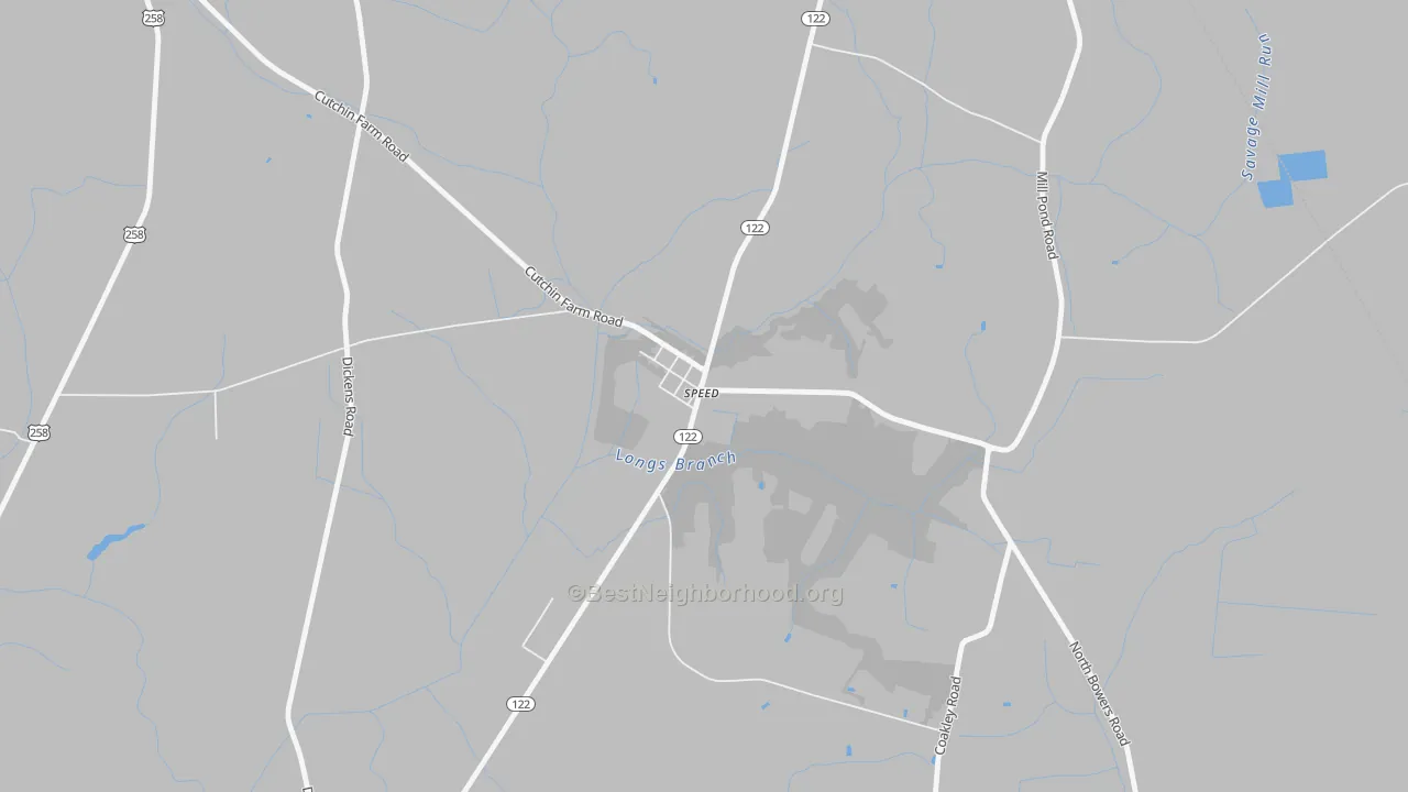 Walk Grade map of 27881, NC, walkable areas in green and car-dependent areas in red