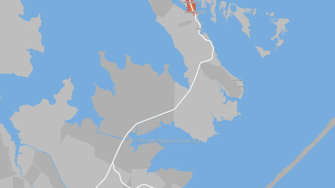 Walk Grade map of 28520, NC, walkable areas in green and car-dependent areas in red