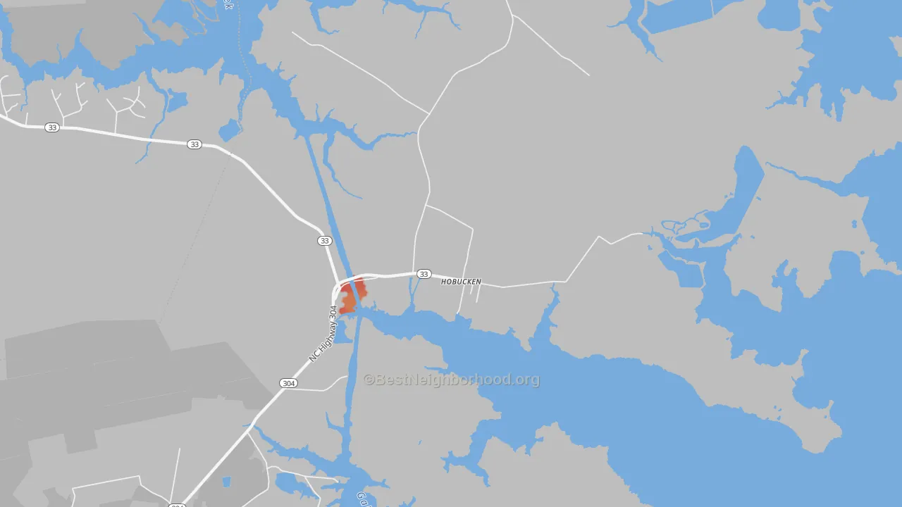 Walk Grade map of 28537, NC, walkable areas in green and car-dependent areas in red