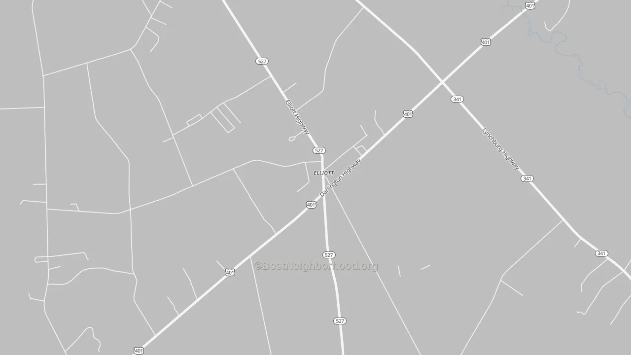Walk Grade map of 29046, SC, walkable areas in green and car-dependent areas in red