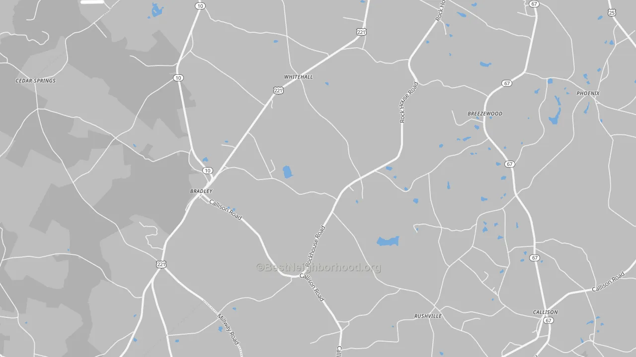 Walk Grade map of 29819, SC, walkable areas in green and car-dependent areas in red