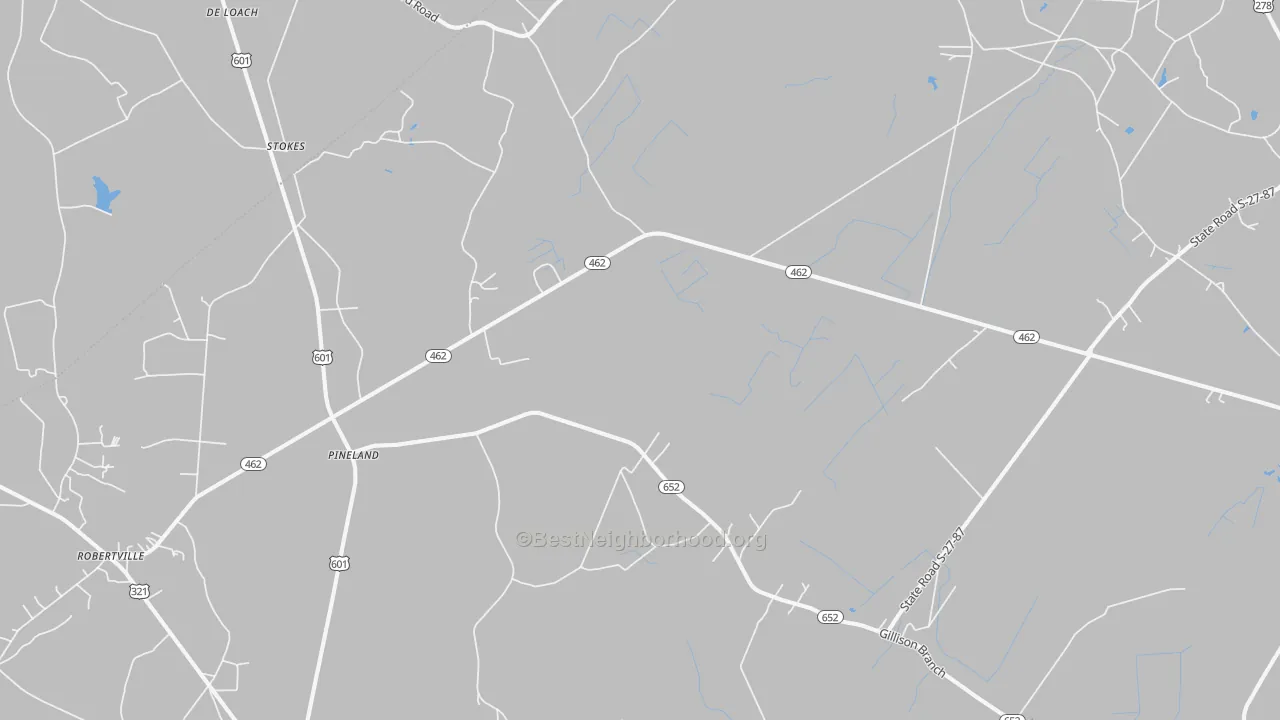 Walk Grade map of 29934, SC, walkable areas in green and car-dependent areas in red