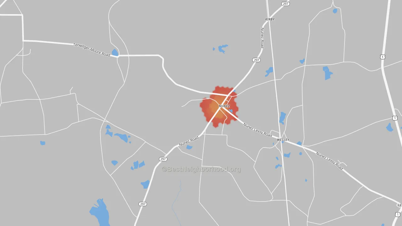 Walk Grade map of 30448, GA, walkable areas in green and car-dependent areas in red