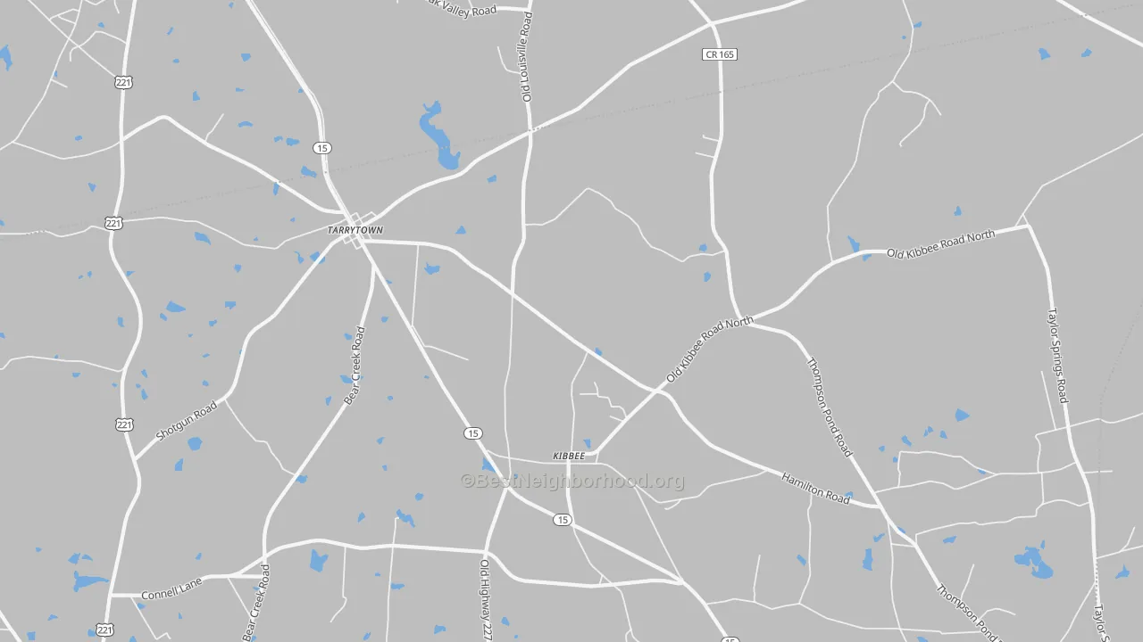 Walk Grade map of 30470, GA, walkable areas in green and car-dependent areas in red