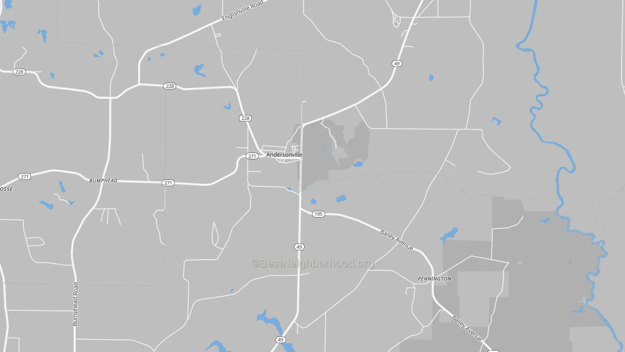 Walk Grade map of 31711, GA, walkable areas in green and car-dependent areas in red