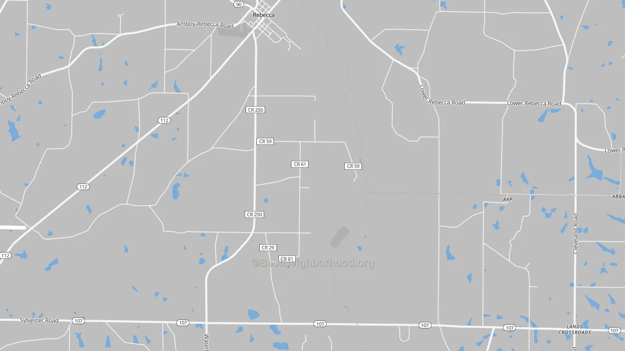 Walk Grade map of 31783, GA, walkable areas in green and car-dependent areas in red