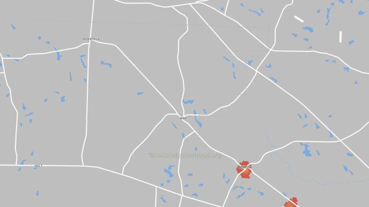 Walk Grade map of 31798, GA, walkable areas in green and car-dependent areas in red
