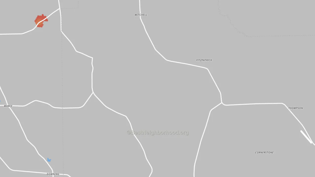 Walk Grade map of 36029, AL, walkable areas in green and car-dependent areas in red