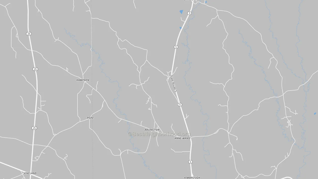 Walk Grade map of 36722, AL, walkable areas in green and car-dependent areas in red