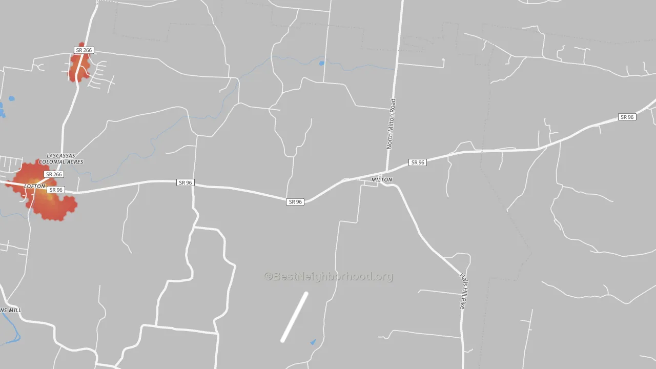 Walk Grade map of 37118, TN, walkable areas in green and car-dependent areas in red