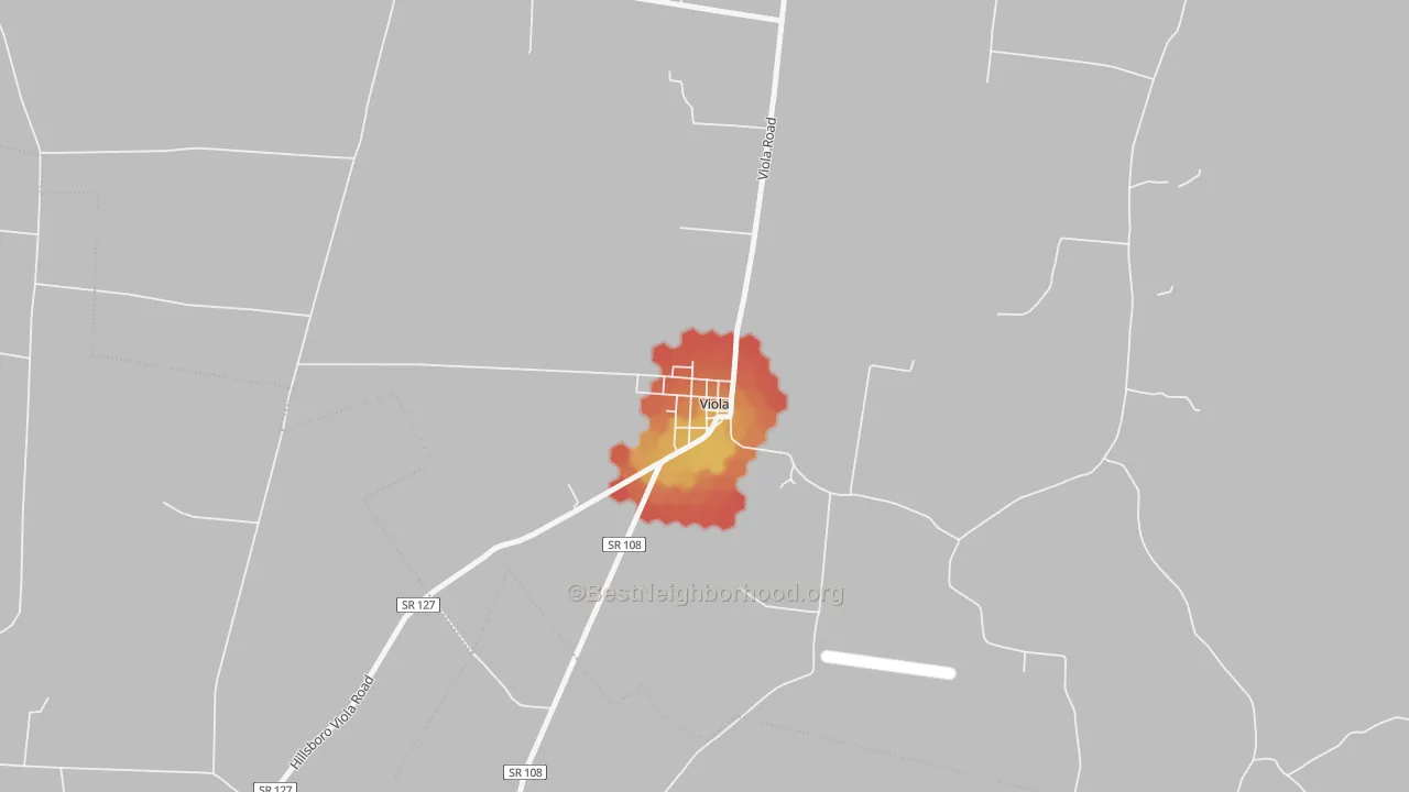 Walk Grade map of 37394, TN, walkable areas in green and car-dependent areas in red