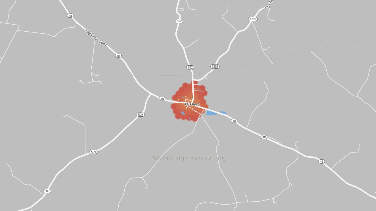 Walk Grade map of 40020, KY, walkable areas in green and car-dependent areas in red